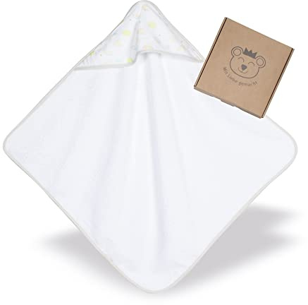 kolibri Baby-Handtuch mit Kapuze | 75 x 75 cm | 100% Baumwolle | Oeko TEX 100 | Kliniklieferant Nr. 1 | Unisex I Geschenk zur Geburt I Regenbogen/Ballon I