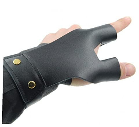 Fopytu Pilhandskar 2 finger skyddande bågskytte handskydd skytte handske svart för vänster hand för traditionell återhämtning båge lång båge jakt