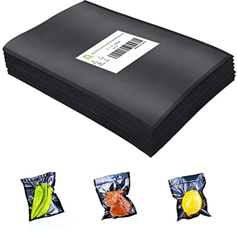 CANLENPK 20x30cm/8x12 Zoll Vakuumiertasche,Schwarze Rückseite Transparente Vorderseite,Versiegeln Mahlzeit,Snacks,Fruchtnüsse,Hitzegefrieren Vakuum Versiegeln Lebensmittelbeutel (100 STÜCK)