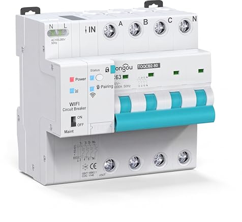 WLAN Smart Leitungsschutzschalter, Überspannung Unterspannung Überlast Hochleistung Schutz Circuit Breaker MCB Schutzschalter, Zeitschalter Fernbedienung Smart Timer, for TUYA/Smart Life