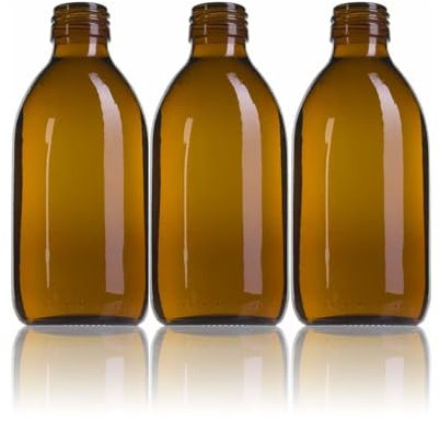 AQUAPURELIFE - Bottiglie di vetro ambrato con protezione UV - Tappo dosatore per precisione - Ideali per cosmetici e chimici - Set da 3, Marrone, 250 ml, Cristallo