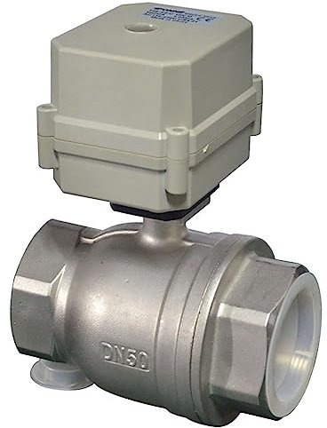 kezhai Dream 2 110-230V AC Motorisierter Kugelhahn, DN50 Edelstahl 2 Drähte Automatische Rückkehr NC Elektrischer Kugelhahn