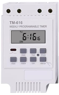 Interruptor temporizador programable TM616 12V DC 30A Control de carga 7 días 17 ON/OFF programable 24 horas relé de tiempo Digital temporizador interruptor contenedor eléctrico temporizador 12V ( Col