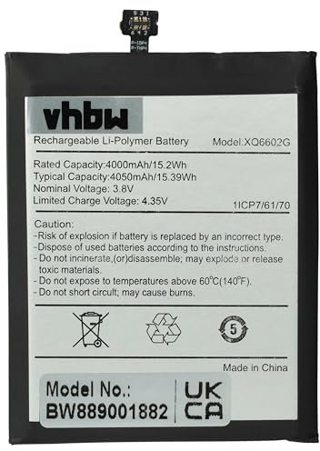 vhbw Akku kompatibel mit Caterpillar Cat S62 Handy Smartphone Telefon (4000 mAh, 3,8 V, Li-Polymer)