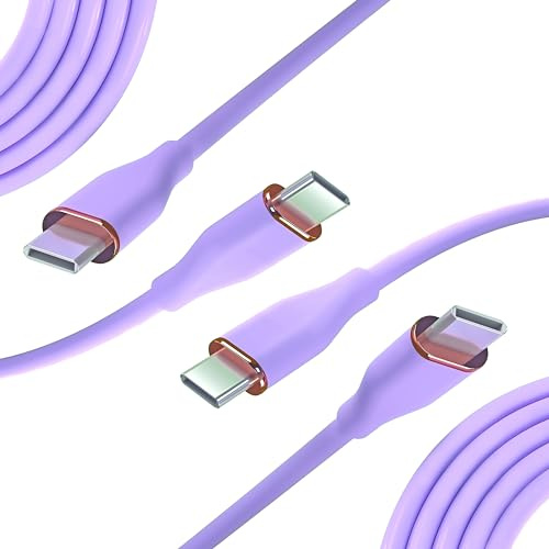 Nolhel Cavo USB Type-C Ricarica Rapida 60w, Set di 2 Cavi USB C USB C da 1m Colorati in Silicone Resistente, Cavetto Cellulare Tipo C Compatibile con Macbook e Smartphone (Lilla+Lilla, 1 m)