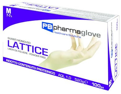 PB pharma - Guanti Monouso in Lattice, Protezione Multiuso per Usi Alimentari, Domestici e Professionali, Lattice di Gomma Naturale, Bianco M 7-7½ - 1000 pz