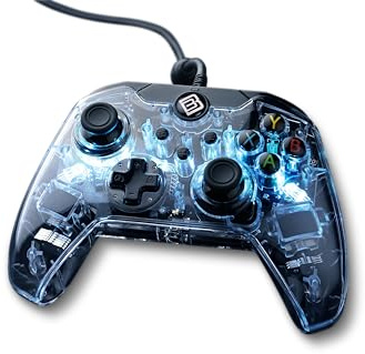 Boost Boxx LUX Wired Controller - Transparentes Gamepad inkl. RGB-Beleuchtung und Funktionstaste für PC, Xbox, PlayStation