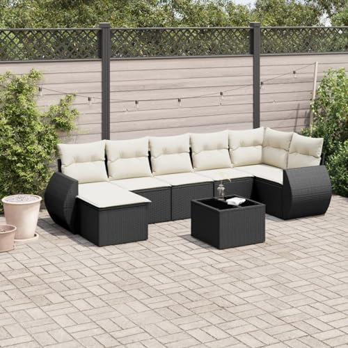 SECOLI Conjunto de muebles de jardín de ratán con espacio de almacenamiento, XXL, muebles de terraza, sofá de salón, grupo de asientos de ratán, muebles de esquina, juego de muebles de balcón, color