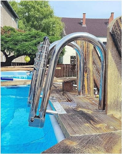 Telescopic Stainless Steel Boat Ladder with Hand Railing - Collapsible 4 Step Pontoon Dock Ladder for Pool/Boat, Extra Wide Pedal, Heavy Duty Load Capacity