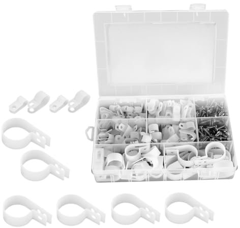 SOLUSTRE Cable Clamp Screw White Box Kit for Wire Management Mounting Clips for Rope Light Clips Outdoor and Indoor Use Cable Clamps for Cord Organization