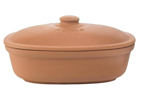 Römertopf Keramik Brottopf aus Ton, ideal für die Aufbewahrung von Brot und Gebäck 30x21cm