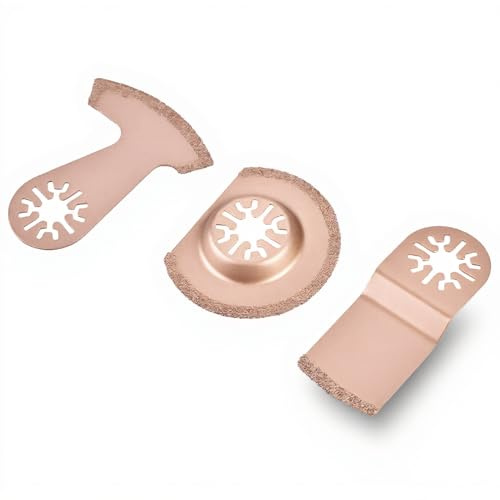 3pcs Carbide Oscillating Saw Blades, Multi Tool Ceramic Tile Cutting Blade, Oscillating Segment Multifunction Tool for Polishing Cement Grit Grinding, for Home Improvement Professional Project