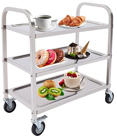 DaiJiubu Carrello da portata in acciaio inox, per la cucina, per il ristorante, per la cucina