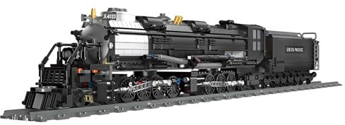 Fuleying Technik City Zug Bausteine Bausatz, 1608 Stück Retro BIGBOY Dampflokomotive Modell Spielzeug, Dampflokomotive Güterzug Klemmbausteine, Stadt Güterzug Modell mit Gleis Set für Erwachsene