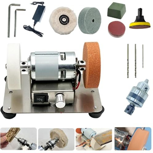 Electric Belt-Sander Polishing-Sharpening - Portable Sanding Machine Mini Bench Grinder Kit,100W Adjustable Variable Speed Table Grinder, Buffing Machine