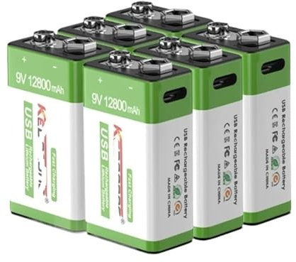 Batteria Ricaricabile Batterie Al Litio Micro USB Da 12800 MAh, Compatibile Con Multimetro Microfono Giocattolo Telecomando KTV BruNew Batteria Agli Ioni Di Litio Da 9 V(6PCS)