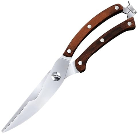 Ciseaux de Cuisine, Ciseaux pour os de Poulet, Ciseaux de Cuisine en Acier Inoxydable, Couteau de Chef, Coupe-Cuisine Japonais, cisaille à volaille et à Poisson, Manche en Bois