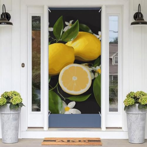 Türabdeckungen mit Zitrone und Blume, dekorative Valentinstag-Türdekorationen, Fotografie-Banner, Türbanner Veranda-Schild, Hintergrundposter für Urlaub, Party, Garten, Terrasse, Innen- und