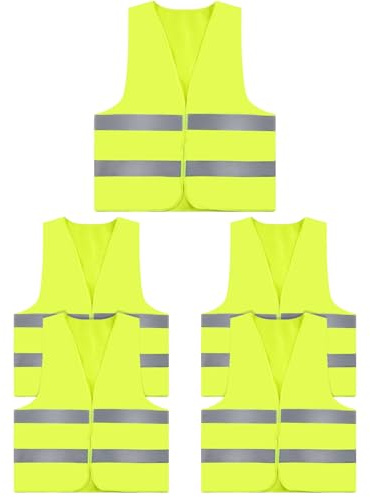 ZephyrCraft 5 Pcs Hi Vis Vests, High Visibility Safety Security Vests, High Vis Jacket with 2 Reflective Strips for Traffic Work Cycling Running Road Construction