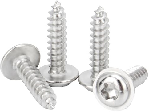 QANCEN 50 Piezas Tornillos Autotaladrantes M4x10 mm, Cabeza Redonda Torx con Arandela, Tornillos de Chapa en Acero Inoxidable A2 V2A