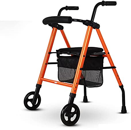 Faltbarer und höhenverstellbarer Gehwagen Rollator mit 2 Rädern Gehhilfe für Senioren und Behinderte mit Korb und gepolstertem Sitz Doppelter Komfort