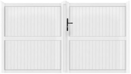 Gefradis Portail battant Manuel PVC Blanc Structure renforcée Largeur 300 cm x Hauteur 160 cm Plein GUÉRANDE