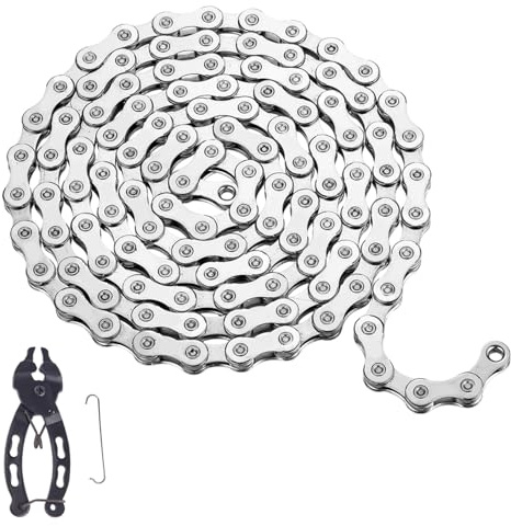 Fahrradkette 6/7/8-Fach, Fahrrad Kette, Rennradkette, 116 Glieder, mit Kettenschloss Zange, für Rennrad, Mountainbike, Sportbike