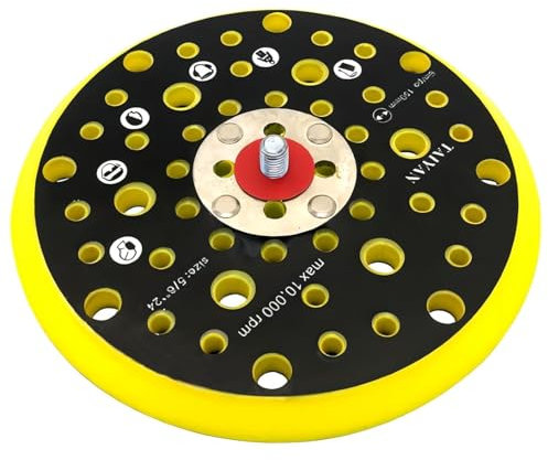 Plateau Ponceuse à 52 Trous, Patin de Ponçage 150mm, Disque de Ponçages pour Mirka CEROS DEROS à Filetage 5/16 pouces 150mm 52 Trous Base Disque de PonCage Plateau de Support kit d'adaptation