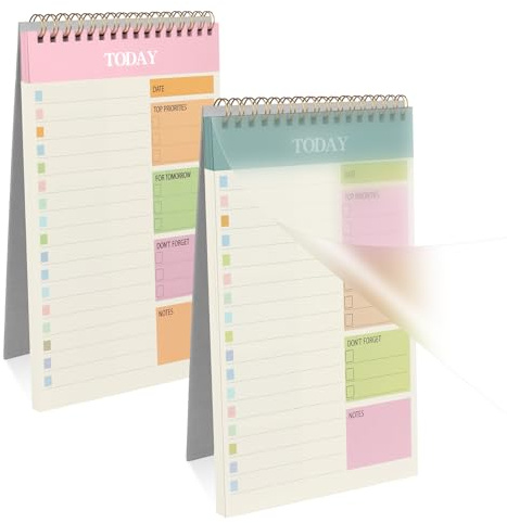 OFFCUP 2 Pezzi To Do List Planner 52 Fogli A5 Senza Data Blocco Note Giornaliero Blocco Per La Pianificazione Taccuino a Spirale Lista Di Controllo Per Elenchi, Note e Liste Della Spesa