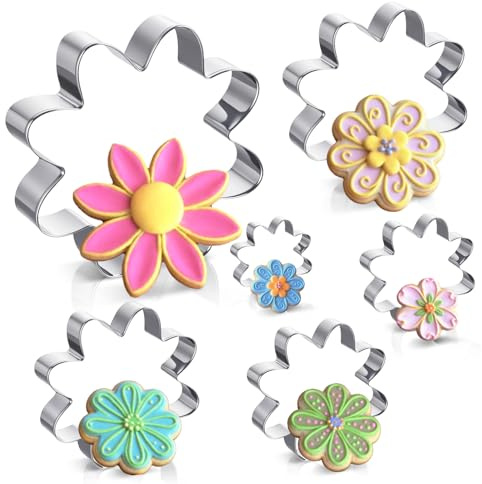 6 Stück Gänseblümchen Ausstecher Set,Blume Ausstechformen,Edelstahl Ausstecher,Backen Keksausstecher,für Küche Diy Desserts Backen,Handgemachte Snacks Osterkeks(6 Größen)