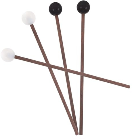 BESPORTBLE 2 Paar Trommelschlägel mit Gummikopf Kleiner Holz Drumstick für Stahlzungentrommel Tragbarer Schlaginstrument Schlägel Langlebig und Vielseitig für Percussion