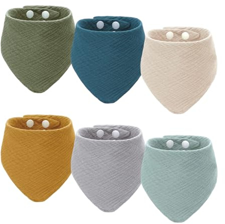 DqiUnaX Lätzchen Baby, 6 Stück Halstuch Baby, Dreieckstuch Baby, saugfähig und weich, ideal für Junge und Mädchen, Musselin Tücher baby perfekt für den täglichen Gebrauch und besondere Anlässe