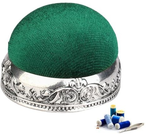 Pinkuddar för sömning, vintage nålkudde – Court Style halv-bollsform | Anti-dropping retro nålkudde med metallbas | sömstift och kuddar set för avancerade