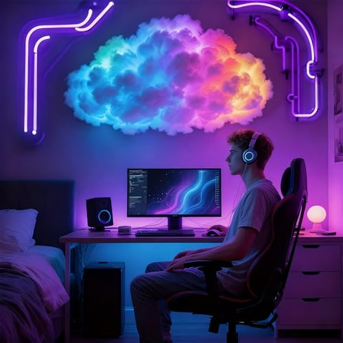 Led DIY Per Camera Da FAI DA TE Thundercloud Luce a LED, 3D Tuono Luce Multicolore Sincronizza Musica Lampada LEDLight Con Ritmo Musicale, Atmosfera Notturne Per
