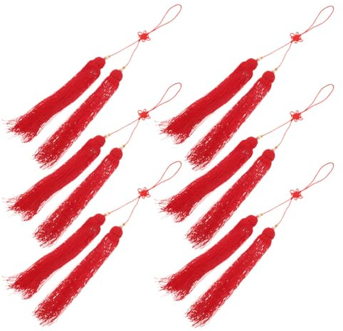 Healeved Borla de Espada Roja para Tai Chi Colgante Decorativo para Artes Marciales Set de 6 Piezas Borla Colgante Resistente y Vibrante para Competición y Entrenamiento