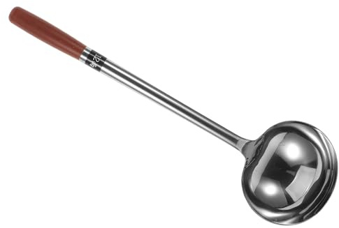 FONDOTIN Cucharón Grande de Acero Inoxidable para Cocinar con Mango Ergonómico Resistente Altas Temperaturas Utensilio Versátil para Freír y Servir Cocina Doméstica y Profesional