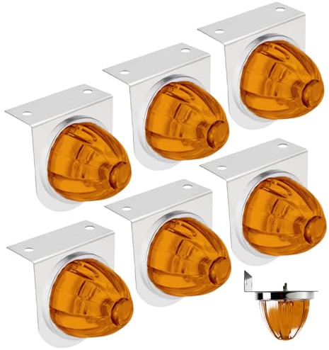 Licsaliwe Feux de position LED étanches 6 pièces, lumières pastèque avec support en acier inoxydable super lumineux pour semi-remorque RV (jaune)