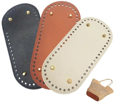 HAPZUR 3 pcs Taschenboden zum Häkeln 22x10cm aus Kunstleder – Stabile Bodenplatte & Bodenformer für DIY Handtasche, Häkeltasche, Strickbeutel Zubehör