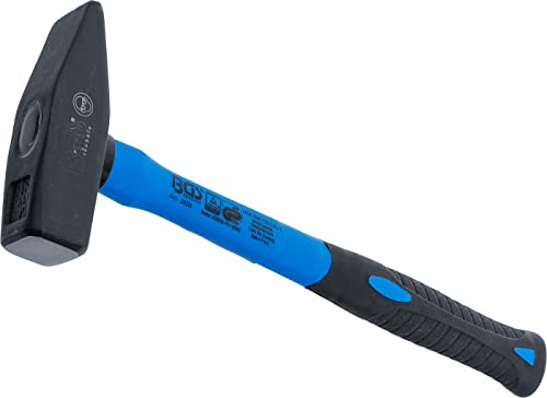 BGS 3855 | Schlosserhammer | Fiberglasstiel | DIN 1041 | 800 g | Länge 365 mm | 2-Komponenten-Griff | Werkzeugstahl (C45) | geschmiedet | induktiv gehärtete Schlagflächenrandzonen