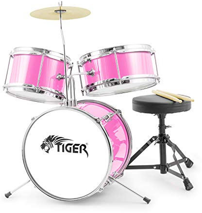 Tiger Jasmin JDS7-PK Kit de Batterie Acoustique pour débutants - Rose