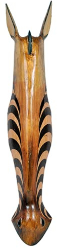 Woru Maske Zebra, Holz-Maske aus Bali, Wandmaske – (100 cm) | Wandmaske Zebra, aus Albesia-Holz, handgefertigt, weiß, in 20/30/50 cm oder 100 cm erhältlich