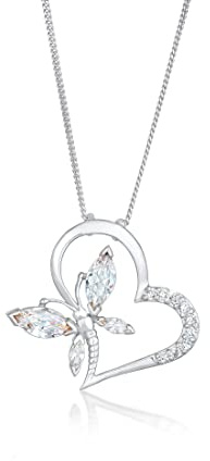 Elli Halskette Damen Herz Schmetterling Anhänger Elegant mit Zirkonia