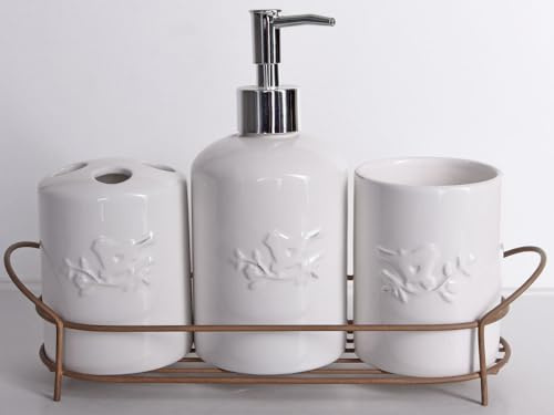Badezimmerset Badserie Porzellan Weiss Badgarnitur Seifenspender cw096 Palazzo Exclusive