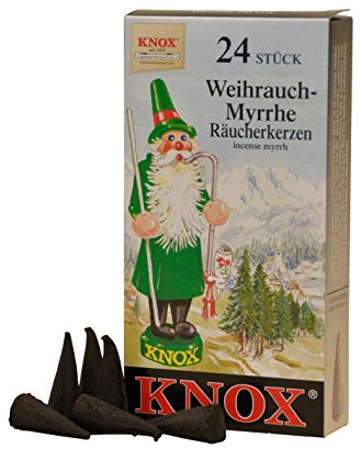 KNOX Räucherkerzen - Duft: Weihrauch-Myrrhe - Menge: 24 Stück - Brenndauer: ca. 10-15 min - Made in Germany