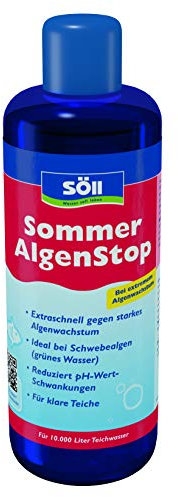 Söll 83159 SommerAlgenStop, 500 ml - Teichpflegemittel gegen Starkes Algenwachstum im Sommer, Algenbekämpfung, ideal bei Schwebealgen, Teichalgen, Blaualgen