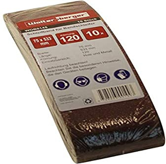 Woltersberger® Schleifbänder 10 Stück | Größe 75x533mm | Körnung P60 | Gewebe-Schleifband Bandschleifpapier Bandschleifer zum Schleifen, Feilen, Schärfen und Entrosten