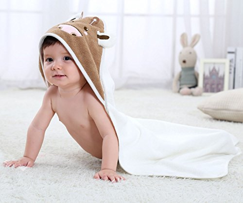 Baby Badehandtuch mit Kapuze, Chickw1 Baby Badehandtuch Mikrofaser Kinder Kapuzenhandtuch Warm und kuschelig Baby-Badetuch (Weiß)