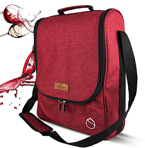 Freshore Wein Geldbörse Totes und Carriers 3 Flasche Tote Kühltasche Wein Tasche Geschenk für Wein Connoisseur/Schwester - hohe Kapazität Lagerung Champagner (Weinrot)