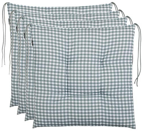 Cojín para silla de cuadros Brandsseller, acolchado para asiento de jardín, 40 x 40 cm, color antracita, gris claro, marrón o beige, algodón mezcla, gris, 4er-Paket