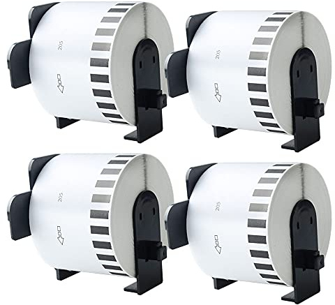Aomya Etikettenpapier,kompatibel mit DK-2205 BRO,Etiketten Rolls Adressetiketten Ersatz für Brother, 62mm x 30.48m,4 Rolls mit 4 wiederverwendbaren Etikettenhaltern,für QL-700 QL570 QL800